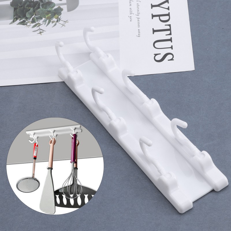 1pc Ceiling Hook Self Adhesive Sticky Hooks Six Hanging Hooks Row Wardrobe Cabinet Closet Top Hooks White