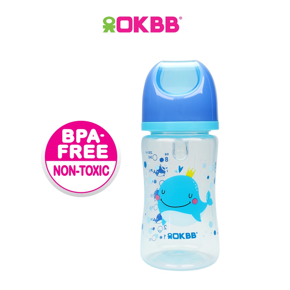 OKBB Twin Pack Baby Feeding Bottle Standard Neck Teats Feeding Essentials 9  Oz (270ml) B231P