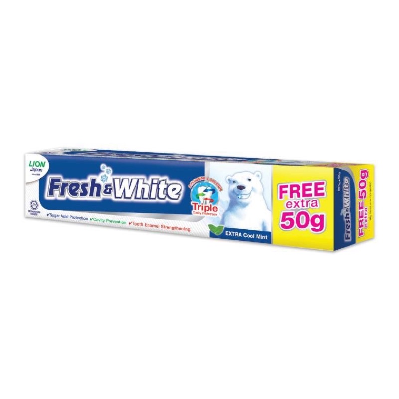 Fresh And White Toothpaste Extra Cool Mint 225g 50g Shopee Malaysia