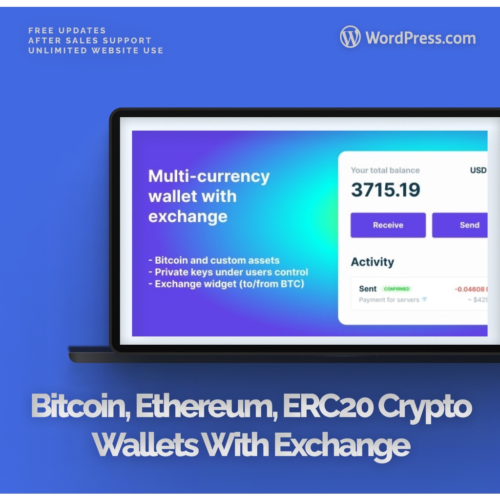 Bitcoin, Ethereum, ERC20 Crypto Wallets With Exchange - Wordpress Pro Plugin