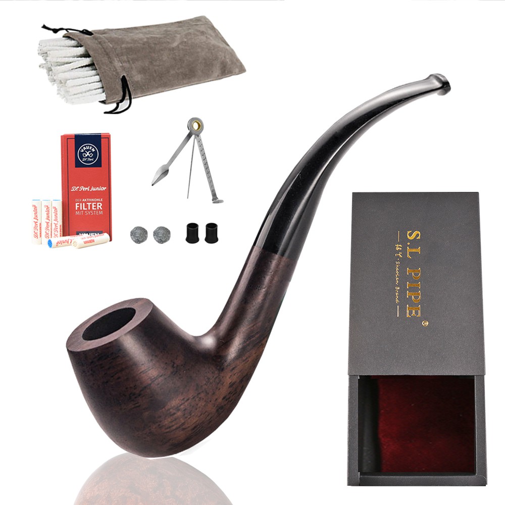 FREE SHIPPING Classic Ebony Wood Tobacco Smoking Pipes with free smoking  pipe accessories Shopee Malaysia