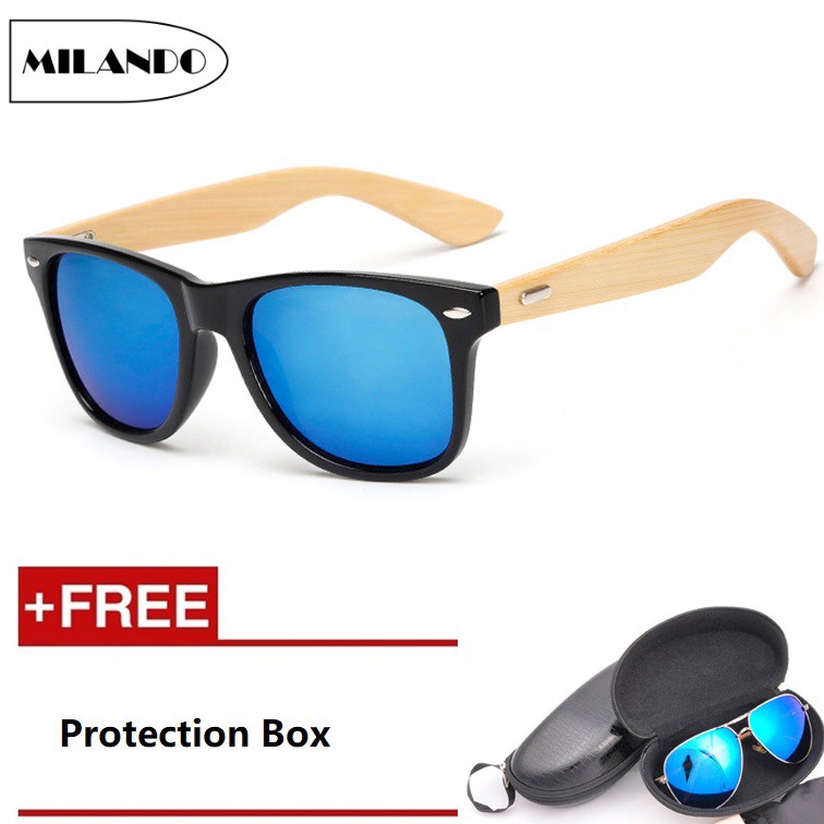 MILANDO Bamboo Wood Polarized Sunglasses Wooden Goggle Sun Glasses Sunglass