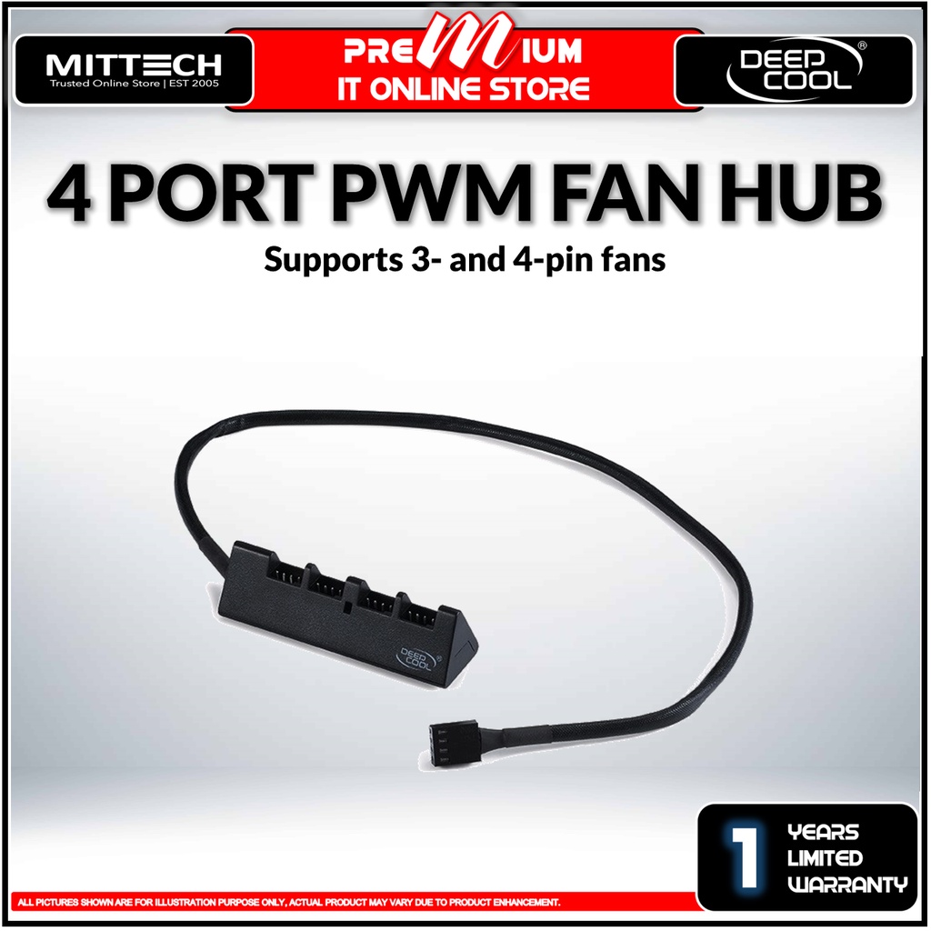 Deepcool 4 Ports PWM Fan Hub Supports 3 and 4pin fans Shopee Malaysia