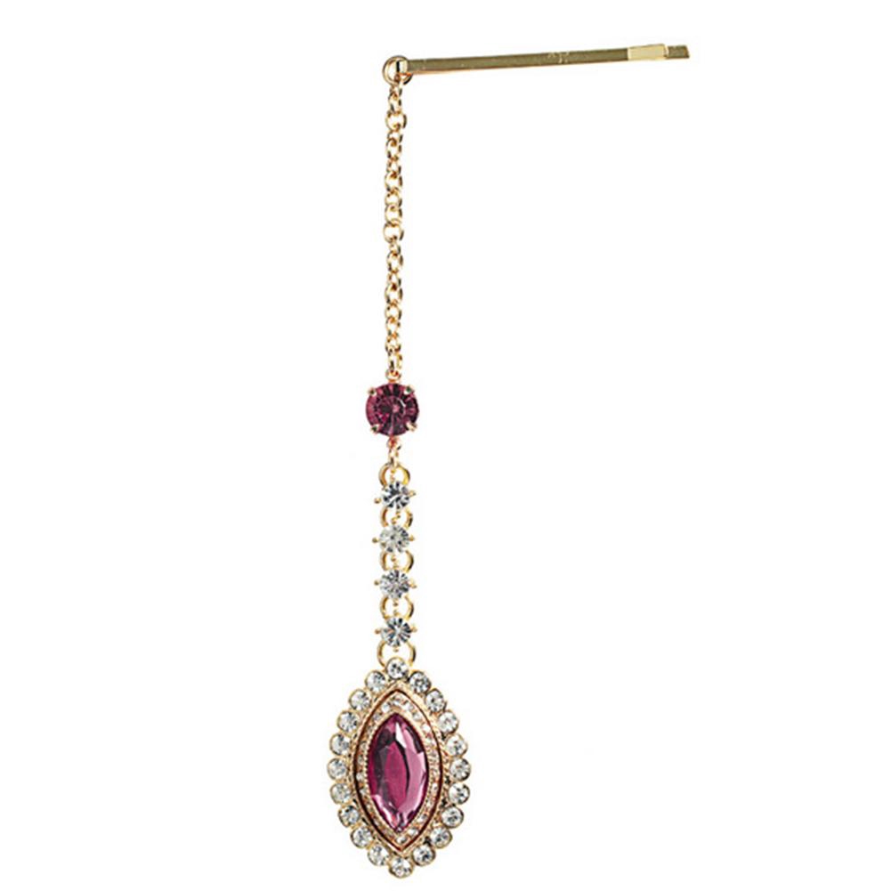 Valentine S Day Lady Teardrop Crystal Hair Clip Pin Chain Indian