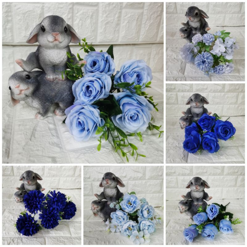 Artificial Flower Blue Rose/Blue Peony/Blue Mumball