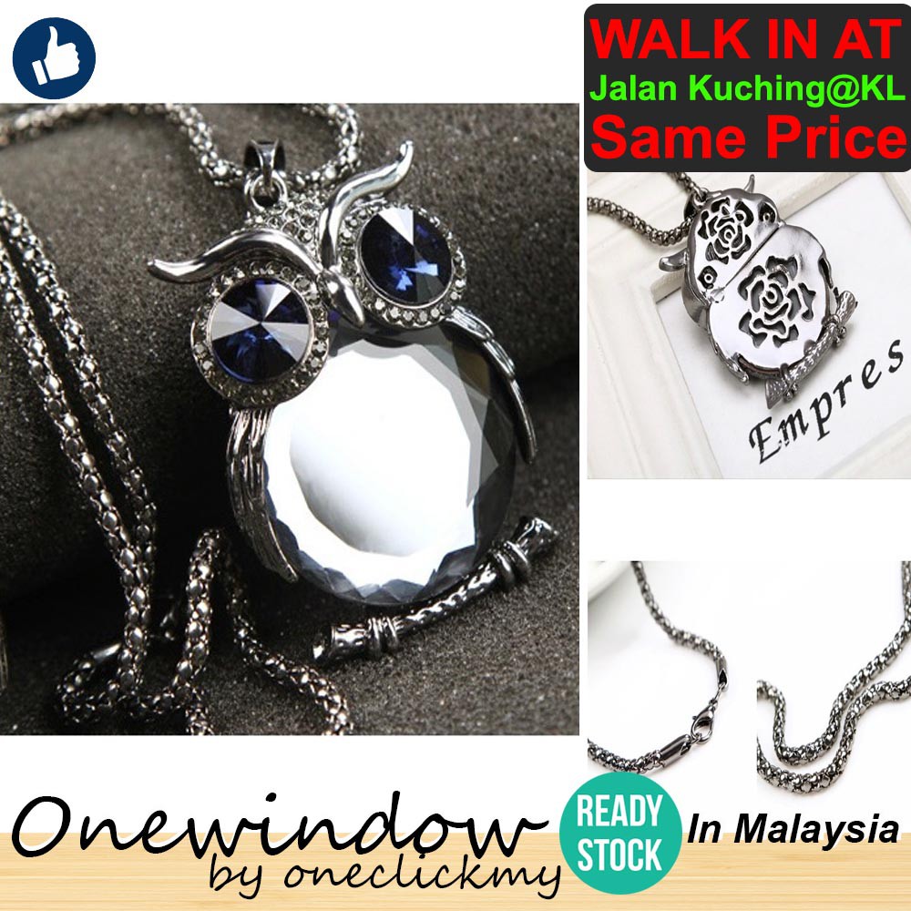 READY STOCK In Malaysia Creative Korean's Style Gradients Owl Crystal Necklace Jewelry