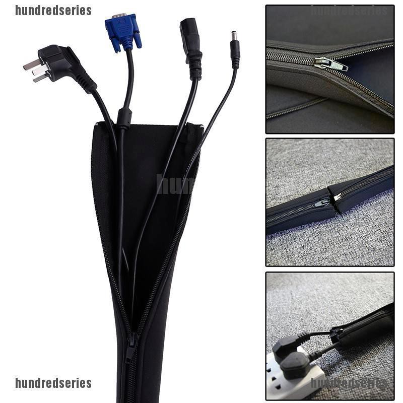 [Hundred] 1Pc DIY neoprene cable management sleeve zipper wrap wire