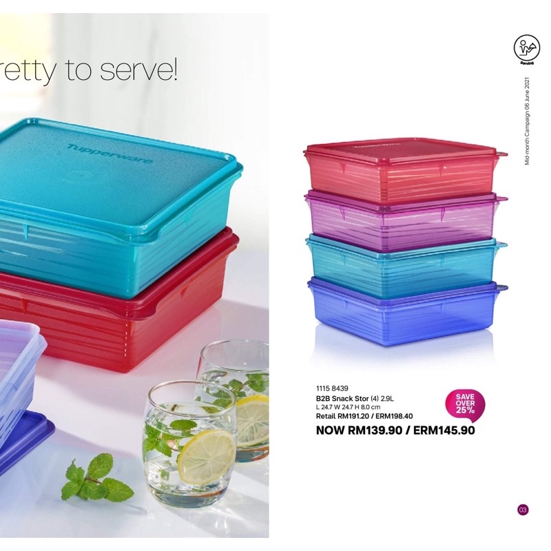 Tupperware B2B Snack Stor 2.9L 4pcs