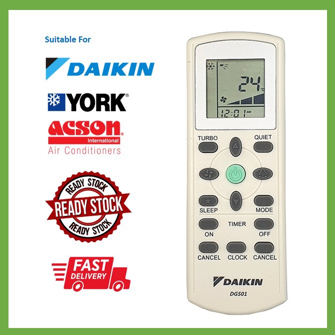 READY STOCK***) REPLACEMENT FOR DAIKIN ACSON YORK DGS01 AIR COND AIR