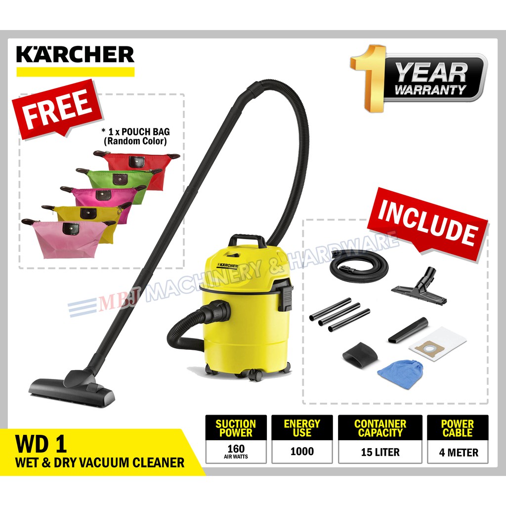 Karcher WD 1 Wet & Dry Vacuum Cleaner 15L (WD1) MULTIPURPOSE VACUUM