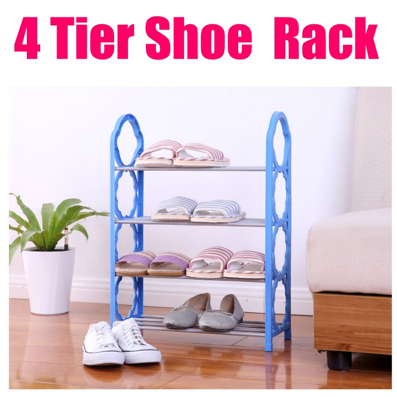 4 Tiers DIY Shoe Rack 4 Layer Shoe Rack Silver Display Shoes Storage