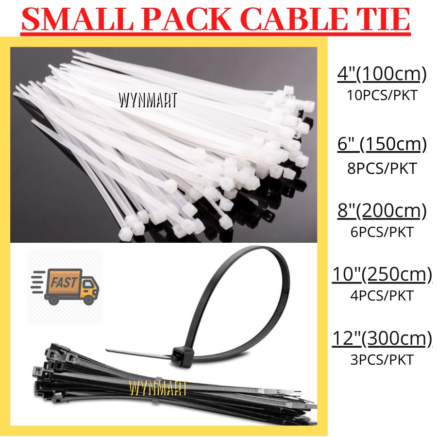 Cable Tie / Nylon Cable Tie / 4" 100mm / 6" 150mm / 8" 200mm / 10" 250mm / 12" 300mm Black White