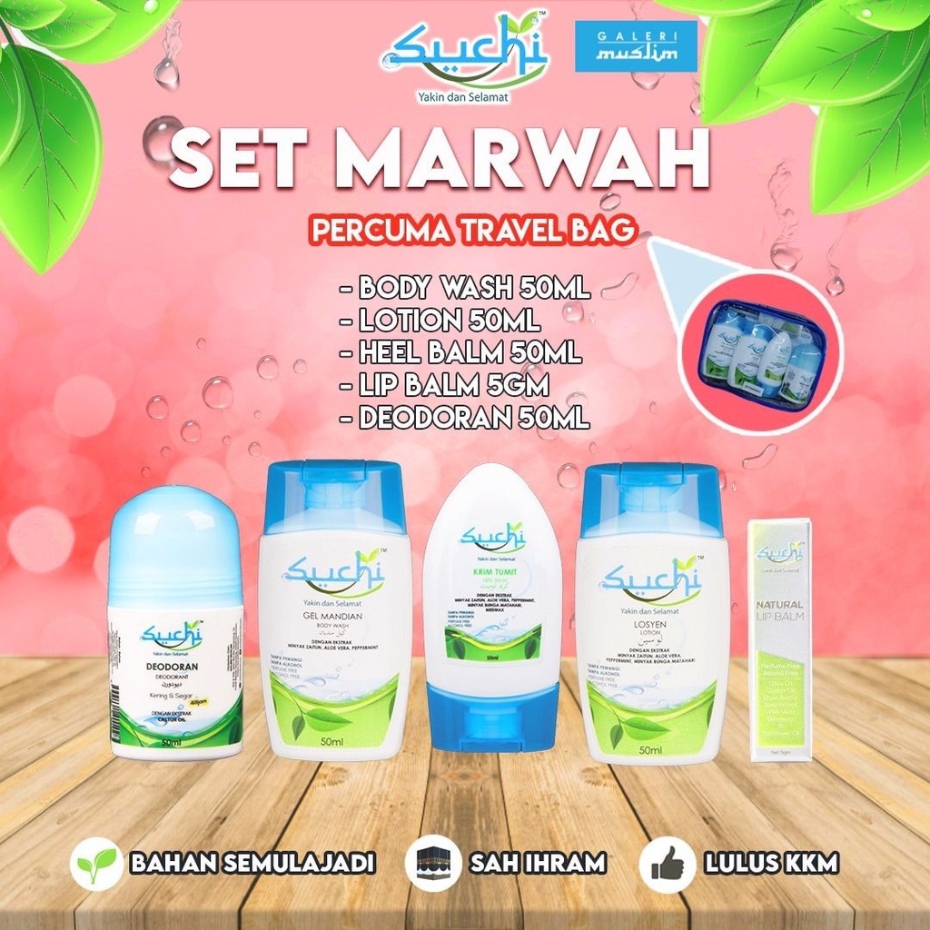 SUCHI TRAVEL KIT SET MARWAH UNTUK KEGUNAAN HAJI UMRAHPOSTAGE TODAY FAST DELIVERY