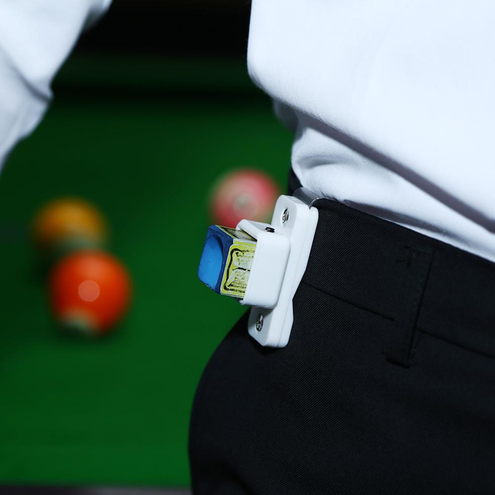 Snooker Pool Cue Chalk Magnetic PU Holder Case & Clip Belt Billiard Tools 
