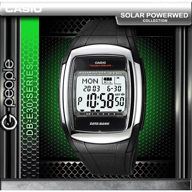 CASIO DB-E30-1AV / DB-E30-1A /DB-E30 Solar PowerED Data Bank Watch | Shopee  Malaysia