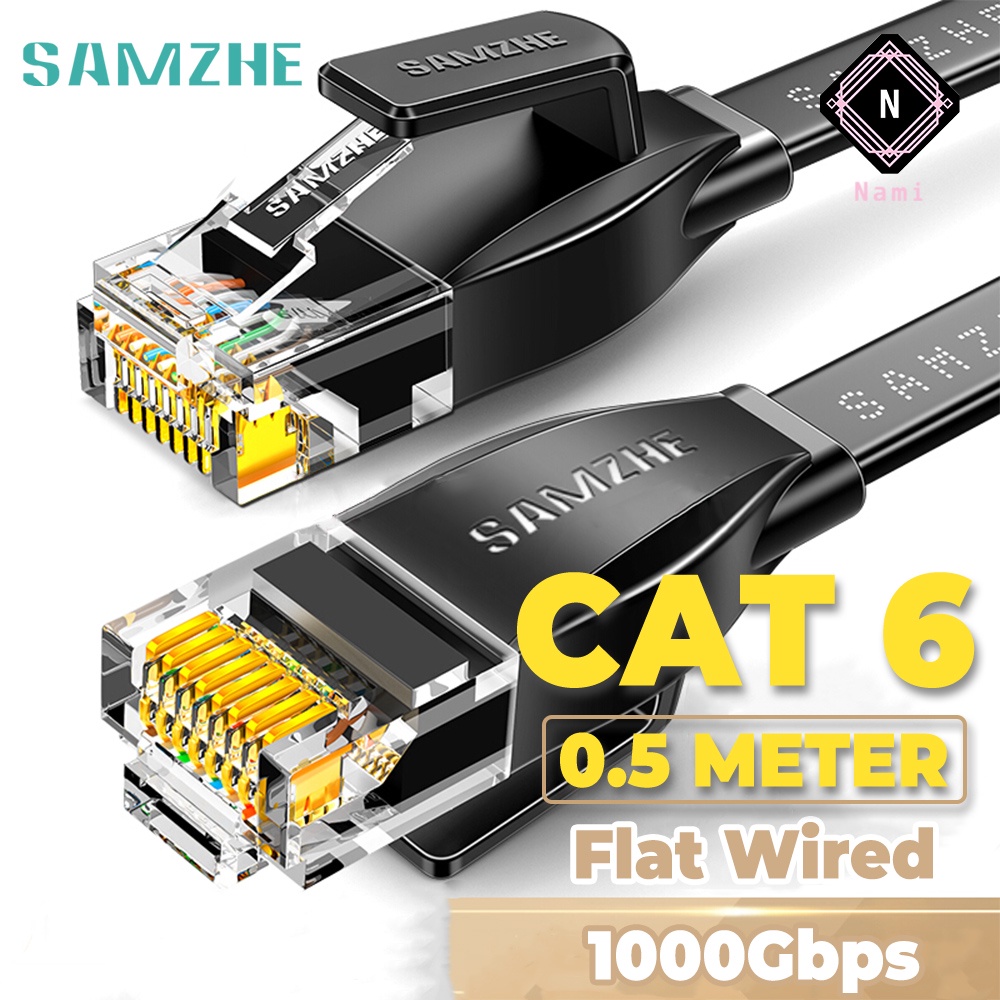 SAMZHE 0.5 - 3 Meter CAT6 Ethernet Cable RJ45 Lan Flat Network Patch Cable 1Gbps for Computer Router Laptop Network HBP6