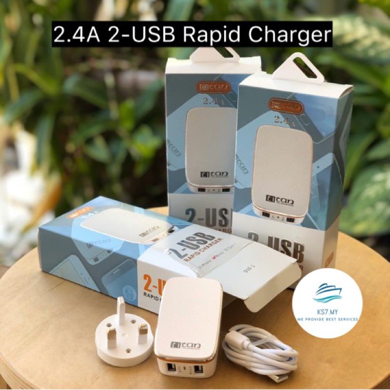Ready Stock Rapid Charger Micro 2.4A 2-USB