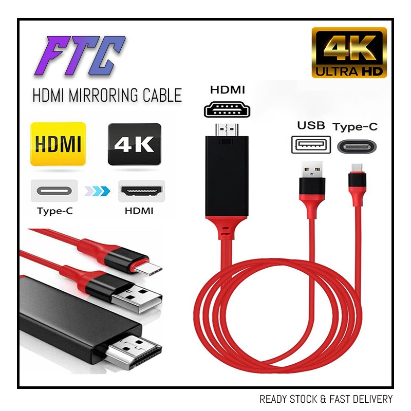 FTC HDMI Mirroring Cable 3in1 1080p Full HD Phone to Screen HDTV Screen Mirroring Mirascreen