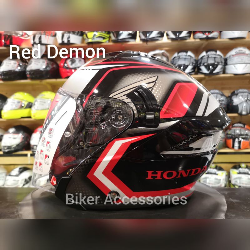 Kyt Nfj Honda Open Face Helmet Red Demon White Demon Shopee Malaysia