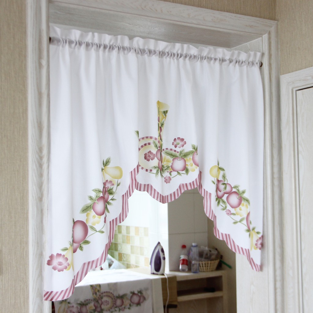 Fruit Curtain Blinds Kitchen Window Sheer Tassel Tulle Curtains