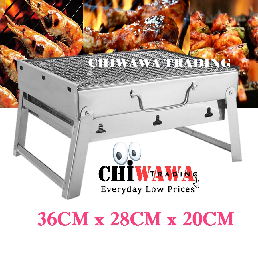 【No Rusty】Stainless Steel Foldable BBQ Grill  Charcoal Roast Barbecue Pan 2