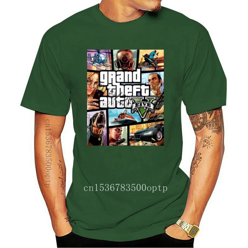 Men's T-Shirts hot trend Designer Gta Grand Theft Auto V Black Short Sleeve Unique Teenager Over Official Merch 845481