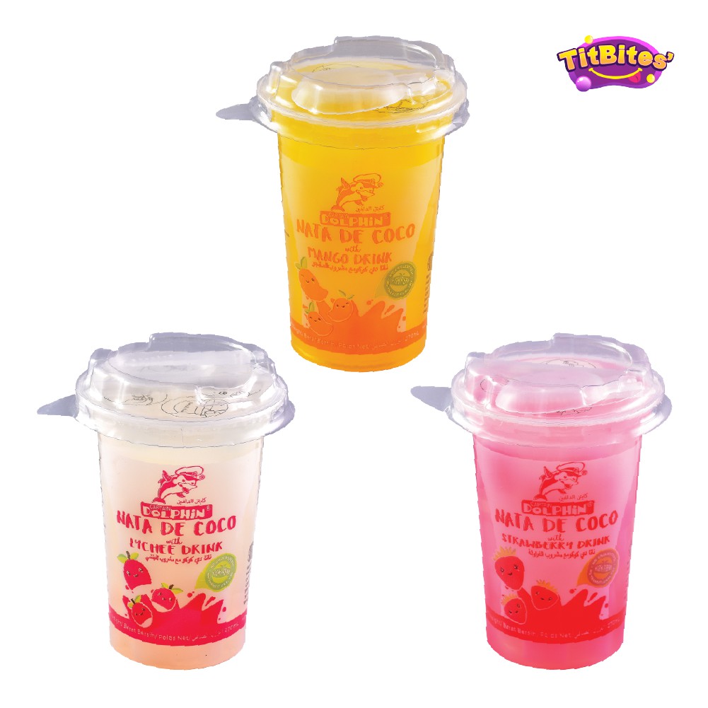 Fruit Drink Nata De Coco 6 Cups with Lychee, Strawberry & Mango Per Cup