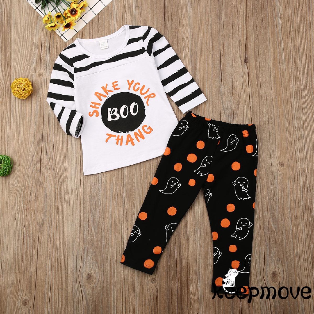 Xzq Toddler Baby Girls Clothes Cotton White T Shirt Black Pants Halloween Shopee Malaysia - roblox candy corn pants