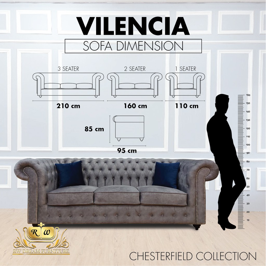 3 Seater Chesterfield Sofa Dimensions Baci Living Room