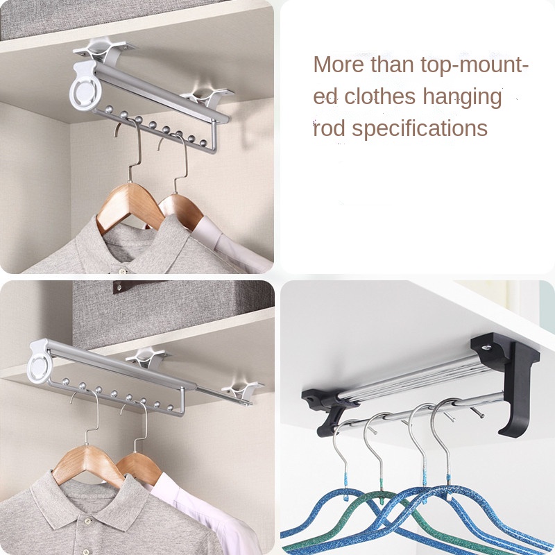 Wardrobe Clothes Rail Top-Installed Retractable Hanger Sliding Hardware ...