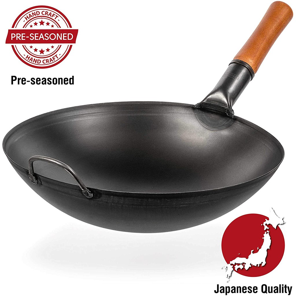 Yosukata Pre Seasoned Carbon Steel Wok Pan   20 “ Woks and Stir ...