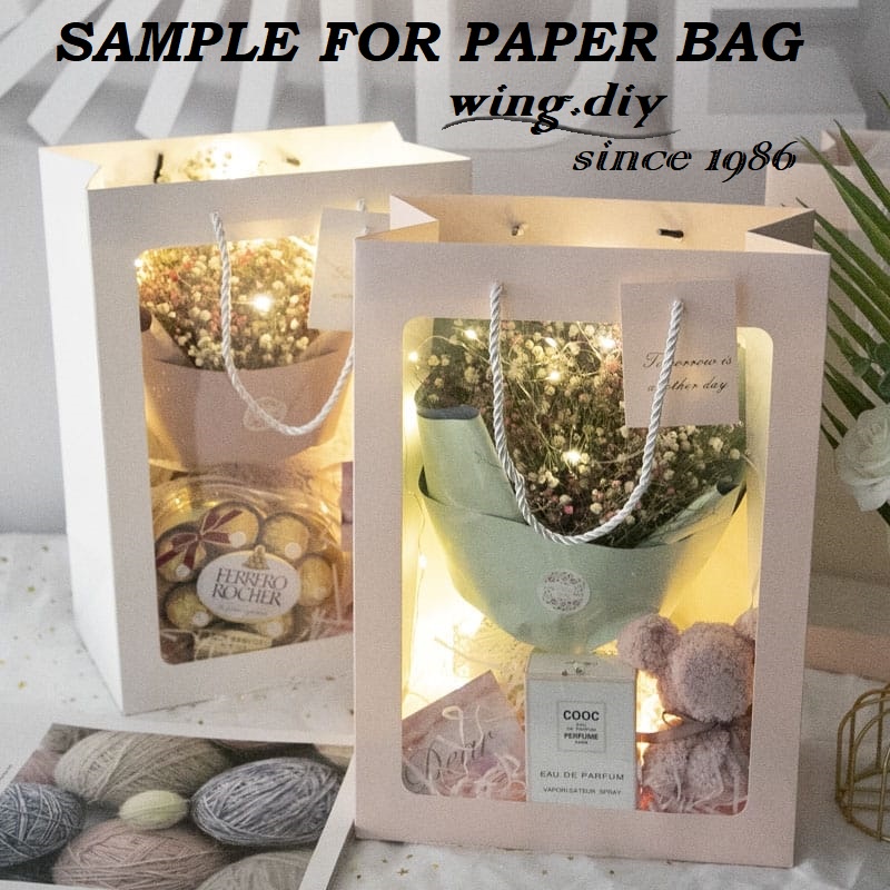 TRANSPARENT SOFT COLOUR HANDLE PAPER BAG / FLOWER BOUQUET PAPER BAG