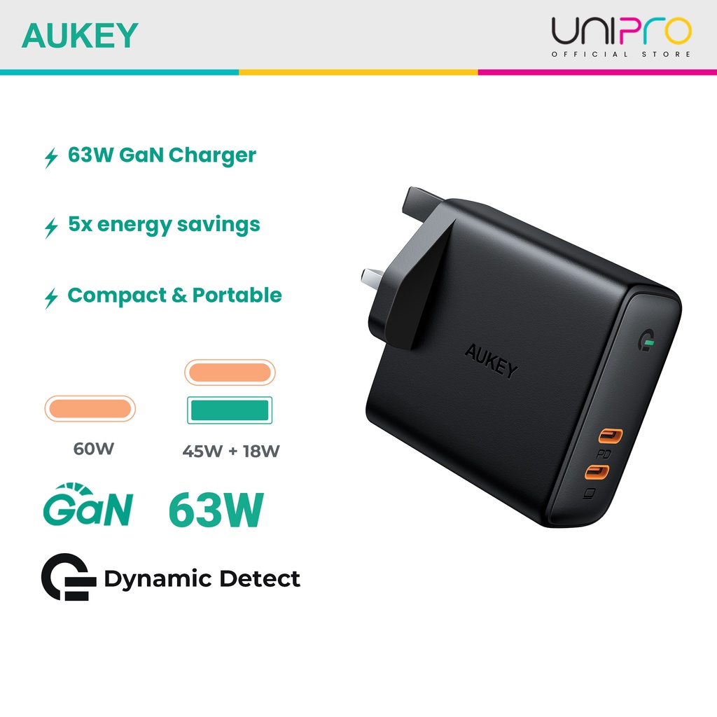 USB C Power Delivery Charger with Dynamic Detect (63W) PAD5 Shopee