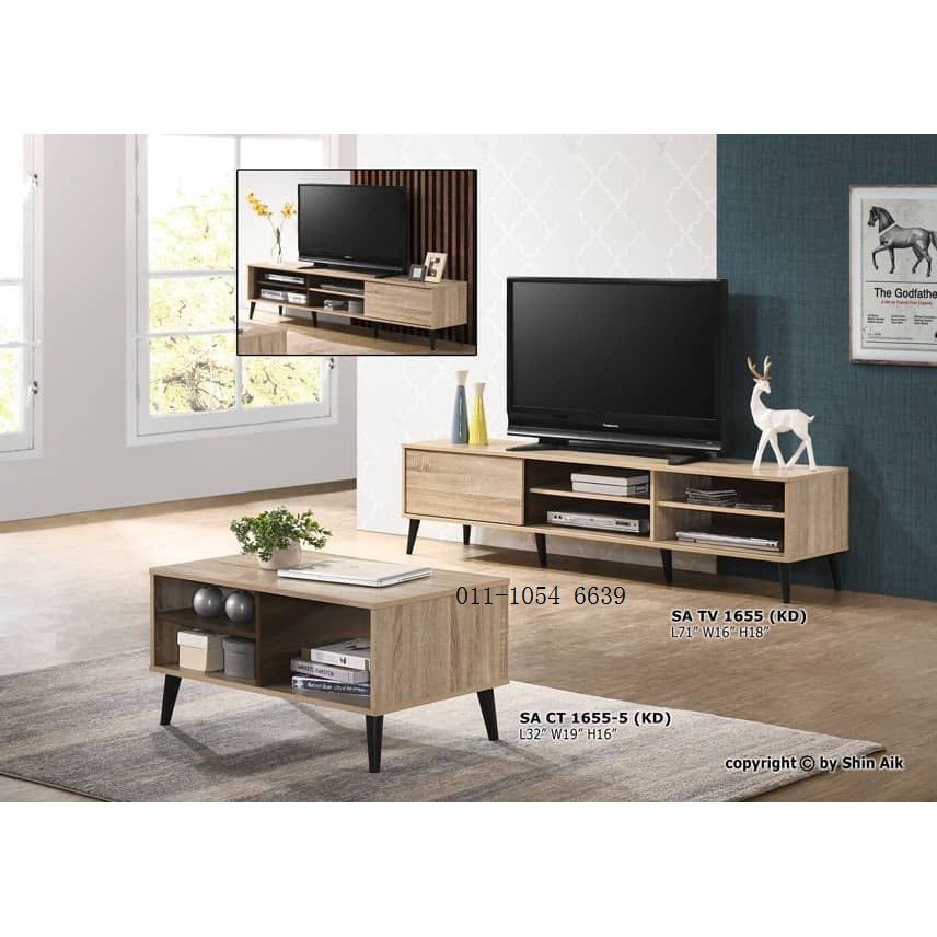 6 Ft Tv Cabinet Coffee Table Set Shopee Malaysia