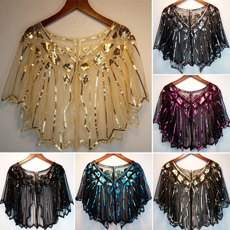 1920s sequin bridal shawl