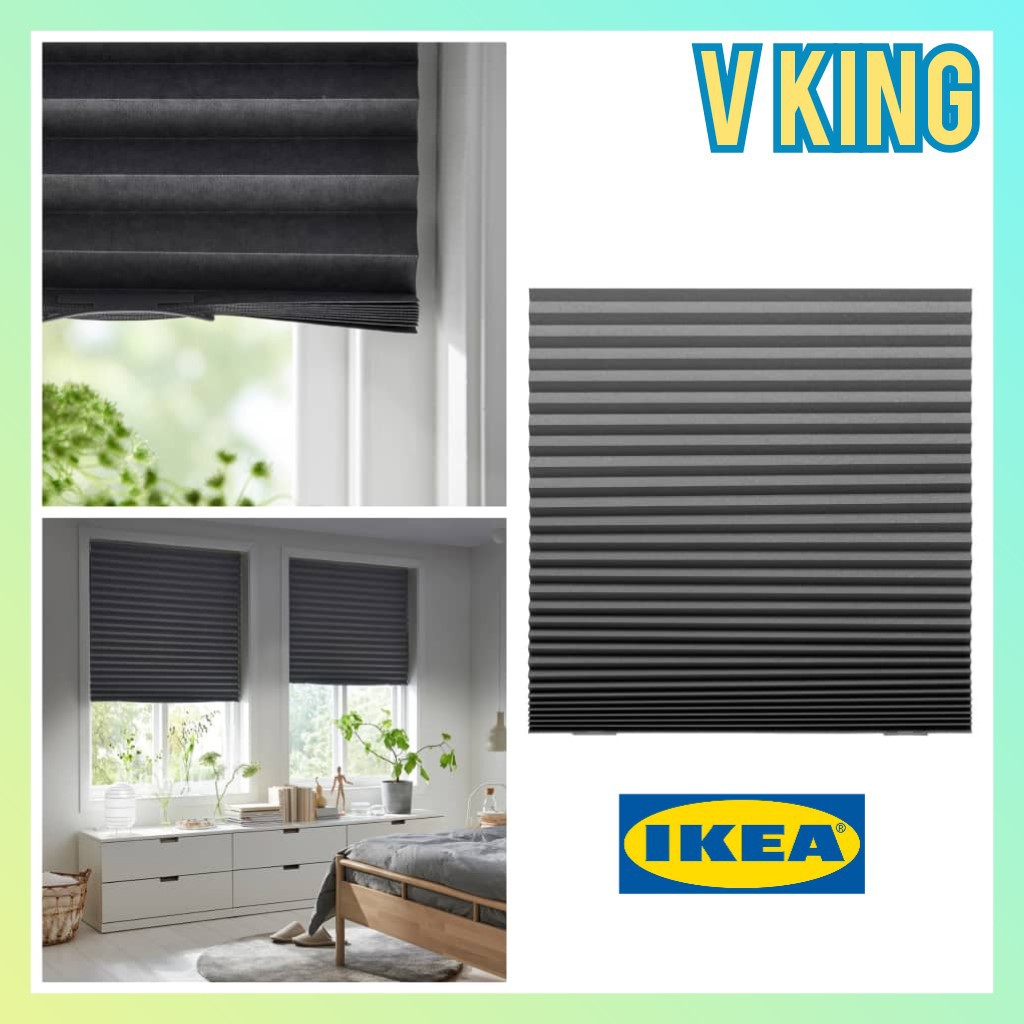 🏠IKEA SCHOTTIS BLIND BLOCK OUT PLEATED BLIND DARK GREY 100X190CM IKEA