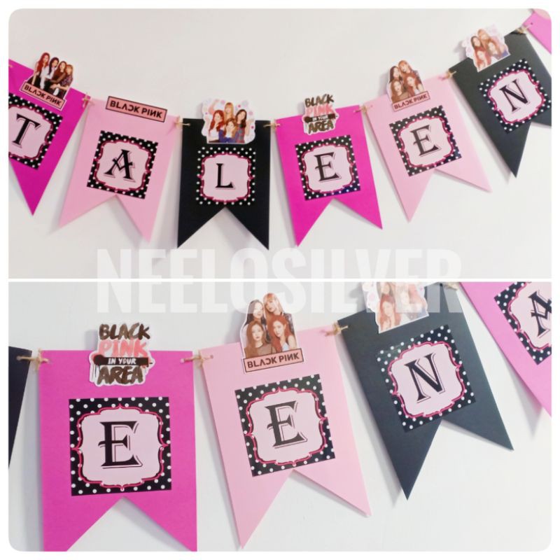 blackpink theme flag banner for birthday party decorations shopee