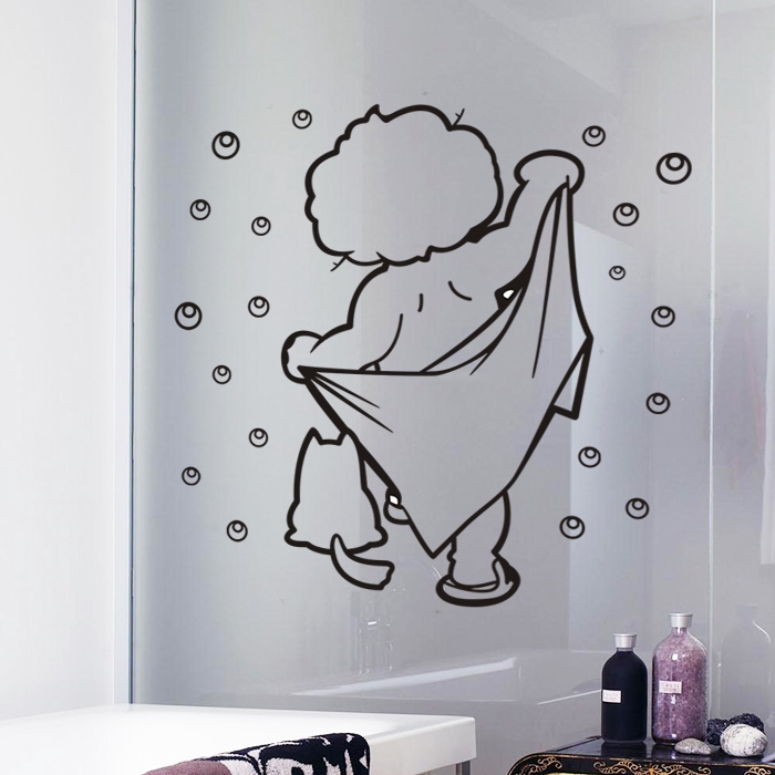 Wall Sticker Bath Cartoon Character Bathroom Toilet Toilet Waterproof Wall Tile Glass Sticker Decorative Painting Shopee Malaysia