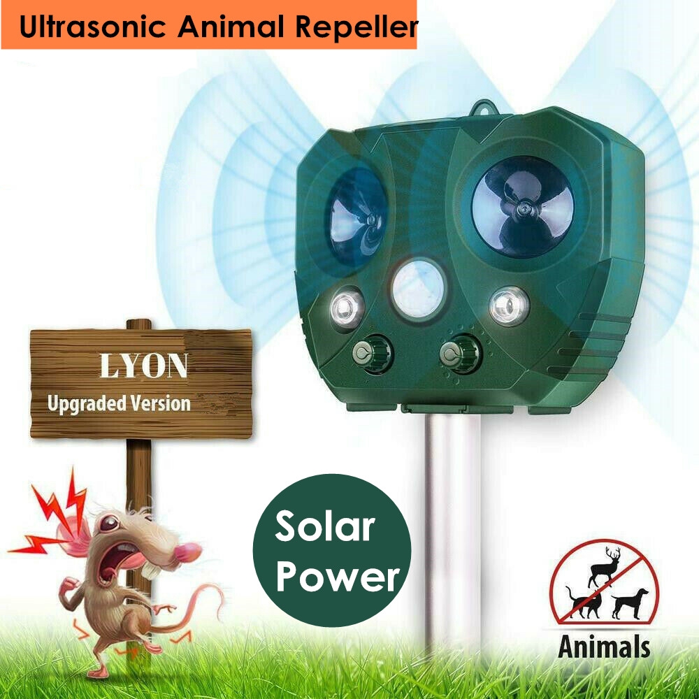 2pc Repelente ultrasónico de animales de plagas con energía solarGarden Cat Dog Scarer Control 