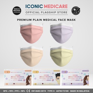Image of Iconic 3 Ply Medical Face Mask - Plain (50pcs)