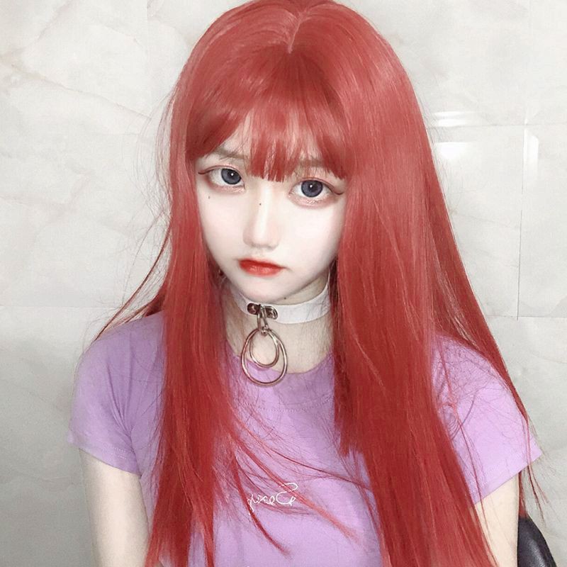 Net Red Fashion Air Bangs Wig Female Long Hair Repair Face Ageing