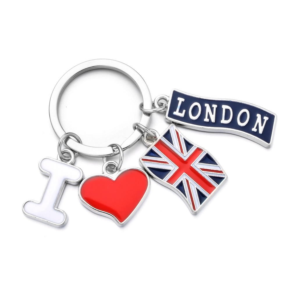 British London Czech Republic keychain Zinc alloy key chain bag car ornament key ring travel souvenir pendant