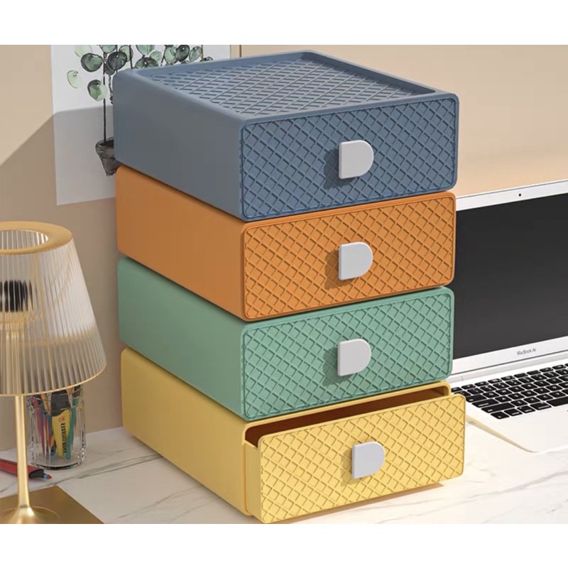Multipurpose Stackable Storage Box 4 Tier Colourful Table Office Living