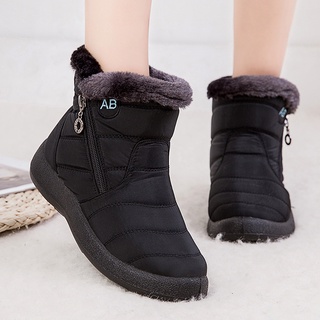 Aurorax 2019 New Womens Fur Lined Wedge Suede Ankle Boots Outdoor Lightweight Slip On Warm Anti-Slip Snow Short Boots 