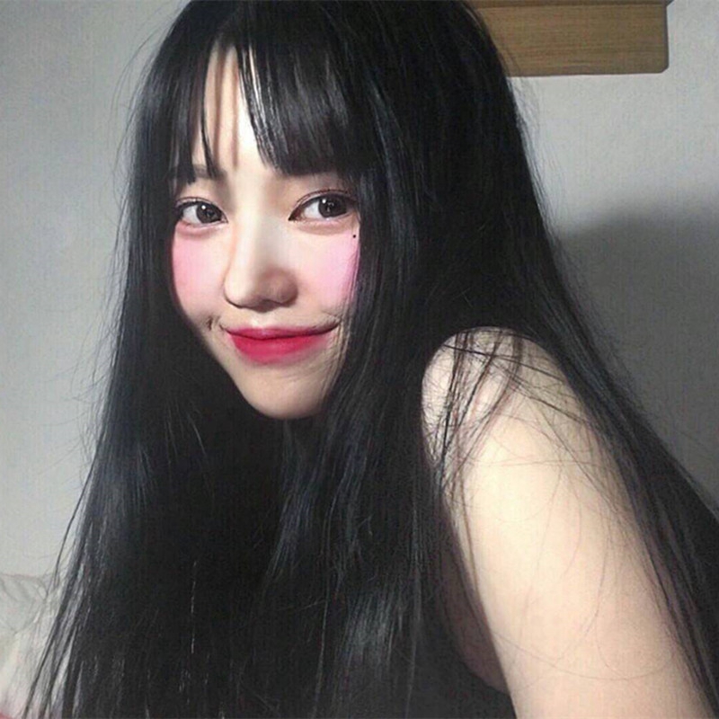 Wigs Air Bang Long Black Straight Hair Wig Pippen To Loosen