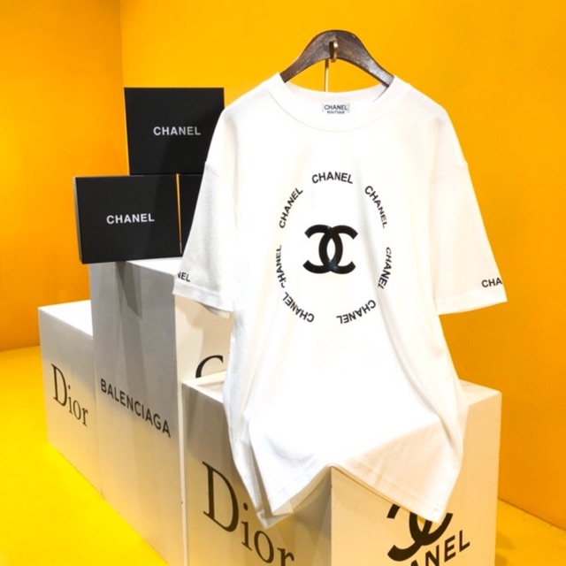 Chanel White T-Shirt With Black Chanel Logo | Shopee Malaysia