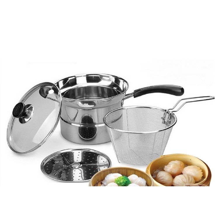 Classic Stainless Steel MultiPurpose Pot With Strainer / Periuk