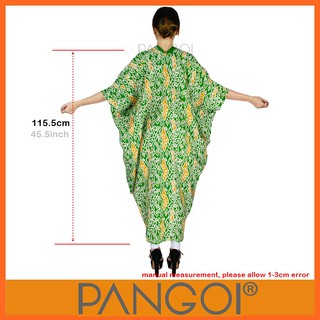 PANGOI Kain Dolby Batik  Long Kaftan Dress  Hijau Oren  Corak 