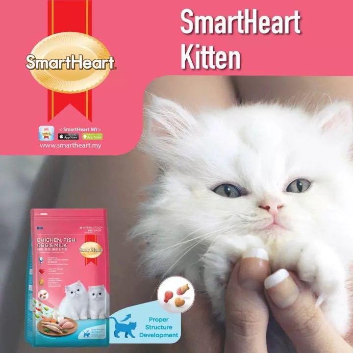 Smart Heart Kitten Chicken, Fish, Egg u0026 Milk Cat Food 10KG / Makanan Anak  Kucing