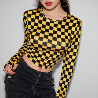 yellow and black checkerboard shirt